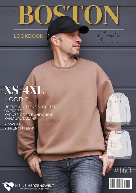 Hoodie Herren –  Schnittmuster Gr. XS-4XL – Boston image number 3