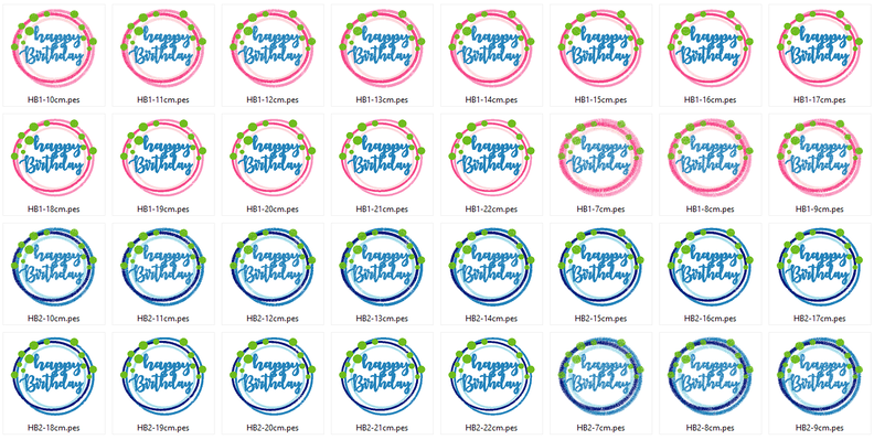 Stickdatei - Happy Birthday Kreis Button in 16 Gr. image number 6