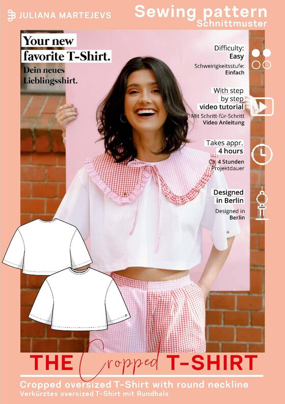 Cropped T-Shirt Schnittmuster mit Videoanleitung Gr. XS-XXXL image number 5