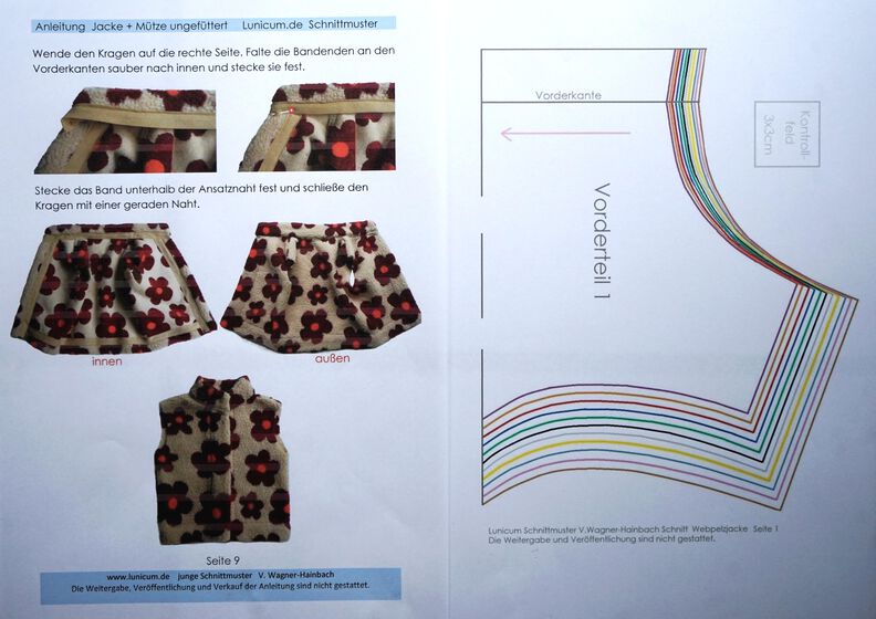Schnitt + Anleitung Webpelzjacke und Mütze Gr.80-140 image number 7