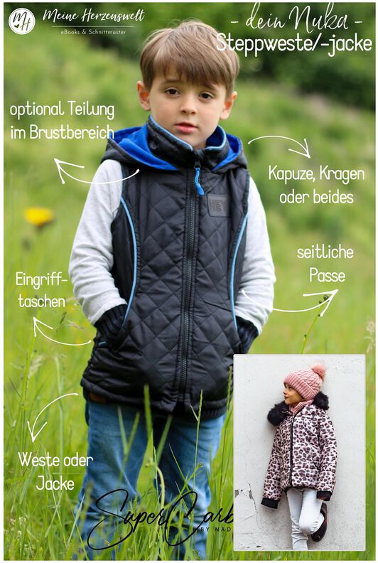 Steppweste/Jacke Kinder Schnittmuster Gr. 86-128 - NUKA #33 image number 2