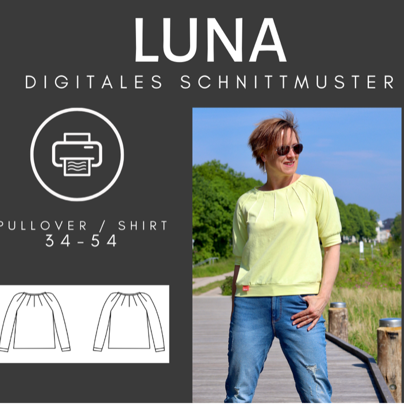 Luna - Schnittmuster Damen Pullover 34-54 image number 1