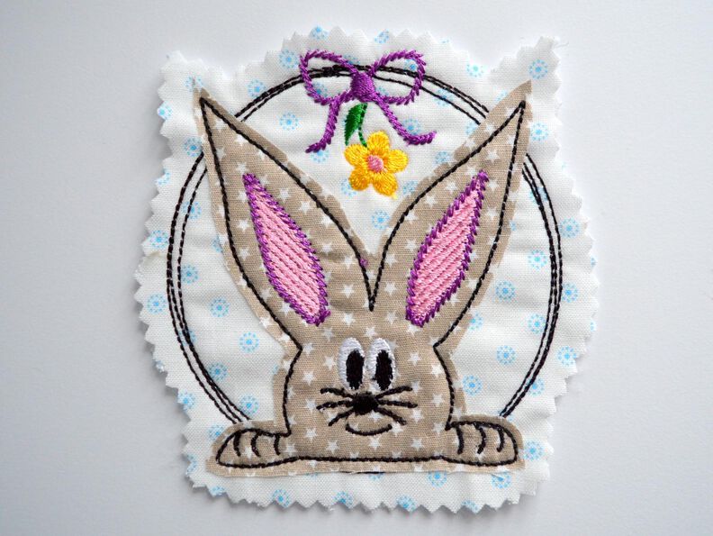 Stickdatei DOODLE Hase Blumen 2er SET 10x10cm image number 2