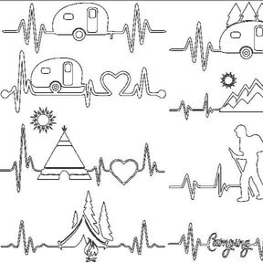 Stickdatei - Camping Liebe 8 Motive Linie Redwork