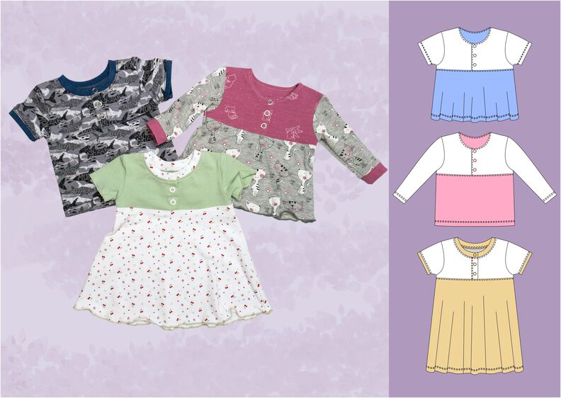 Linn – Baby Shirt oder Kleid mit Knopfleiste Gr 56-98, A4+A0 image number 10