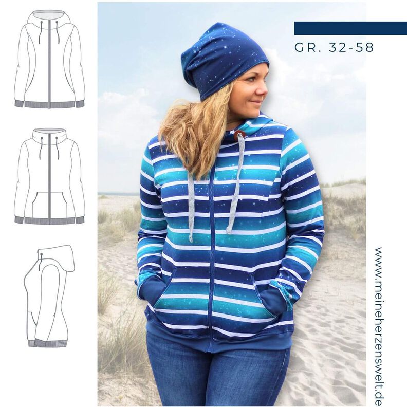 Sweatjacke Damen Schnittmuster Gr. 32-58 - MANUC #131 image number 1