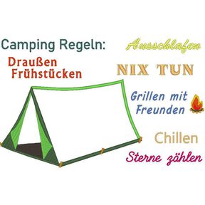 Zelt - Camping Regeln Stickdatei