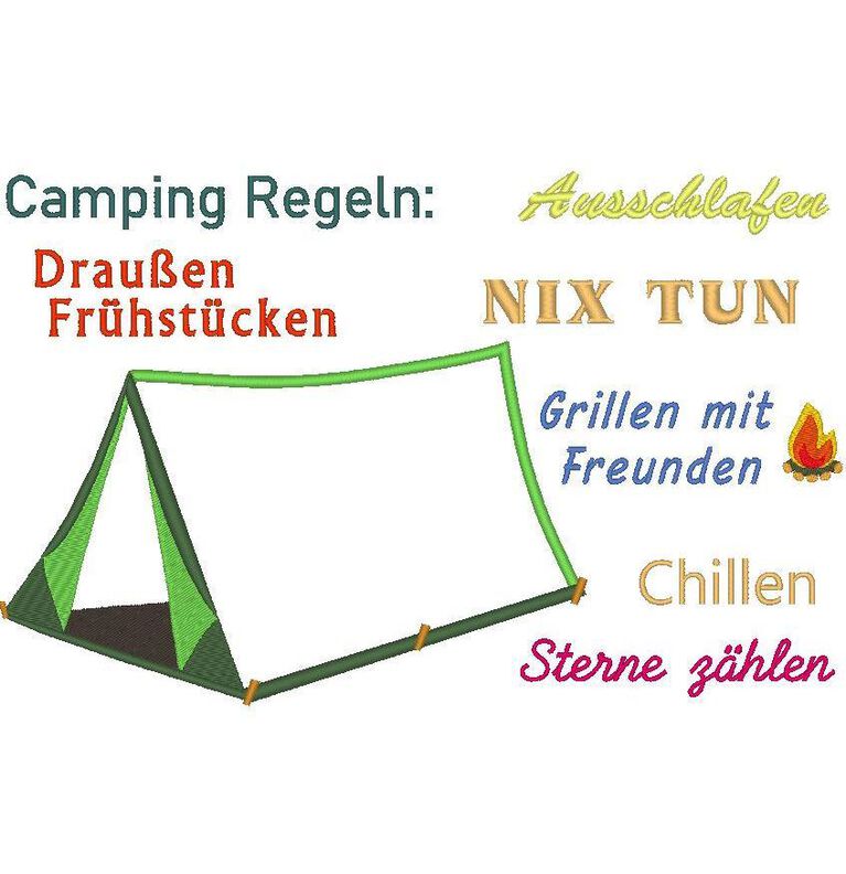 Zelt - Camping Regeln Stickdatei image number 2