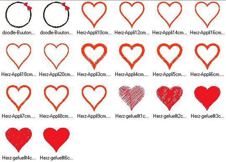 Herz Liebe Stickdatei gefüllt + Appli + doodle Button image number 4