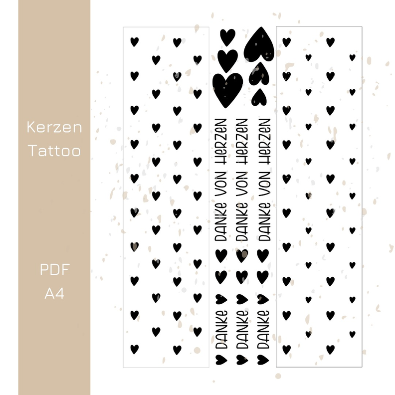 Kerzentattoo Valentinstag Herzen - Danke | PDF Druckvorlage image number 1