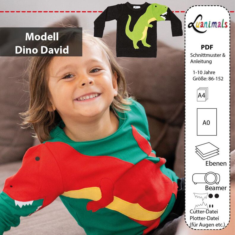 Pullover Kind E-Book Luanimals Dino David (86-152cm) image number 1