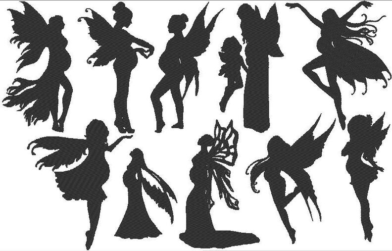 schwangere Feen Elfen Silhouetten Stickdatei schwanger image number 2