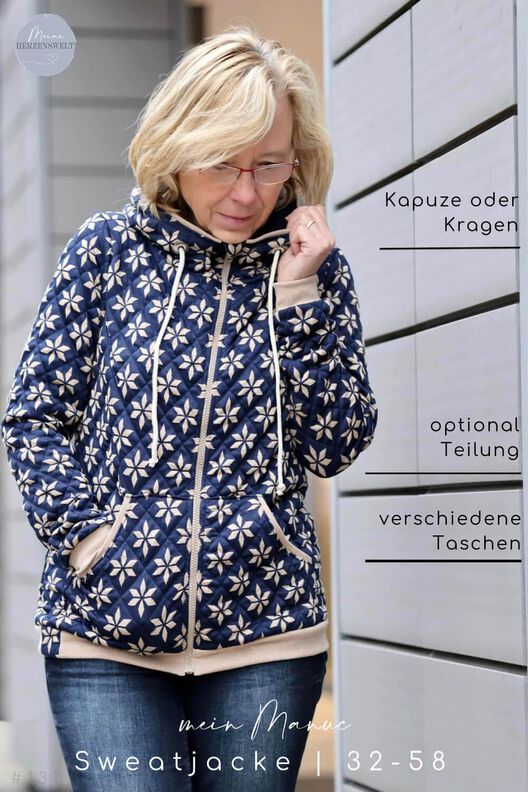 Sweatjacke Damen Schnittmuster Gr. 32-58 - MANUC #131 image number 3