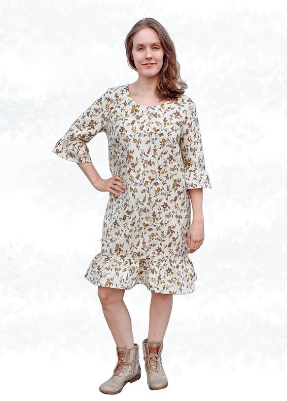 Sarah – weites Kleid mit Rüschen und Gürtel BU 80-116, A4+A0 image number 6
