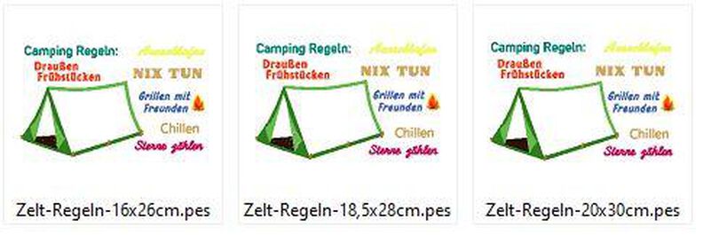 Zelt - Camping Regeln Stickdatei image number 5