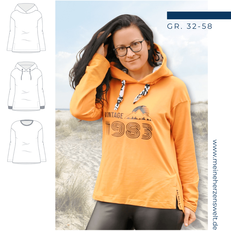 Hoodie Damen – eBook Schnittmuster Gr. 32-58 – Montana # 141 image number 1