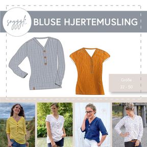 Bluse Hjertemusling Damen Gr. 32-50, Musselin, Leinen. A0