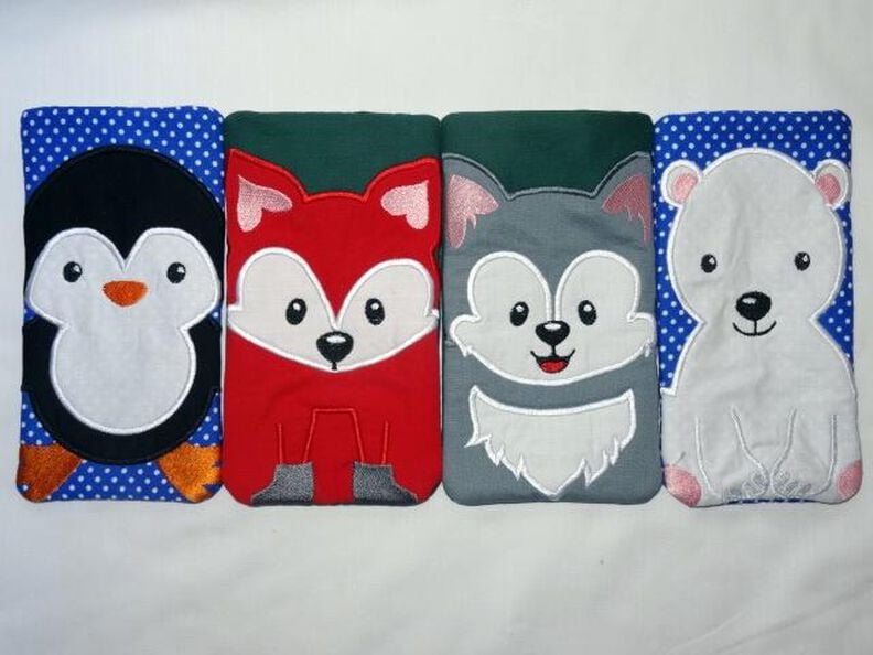 Stickdatei Handytasche ITH Tasche Bär Wolf Fuchs image number 3