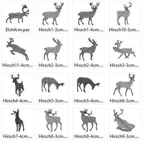 Stickdatei mini Hirsch Reh Elch Silhouetten