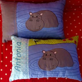 Nilpferd im Wasser inkl. Kissen ITH Stickdatei