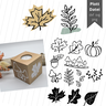 Plotterdatei Laub Blätter Herbst Pilze Kürbis SET thumbnail number 1