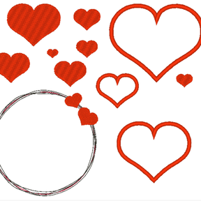 Herz Liebe Stickdatei gefüllt , Appli , doodle Button