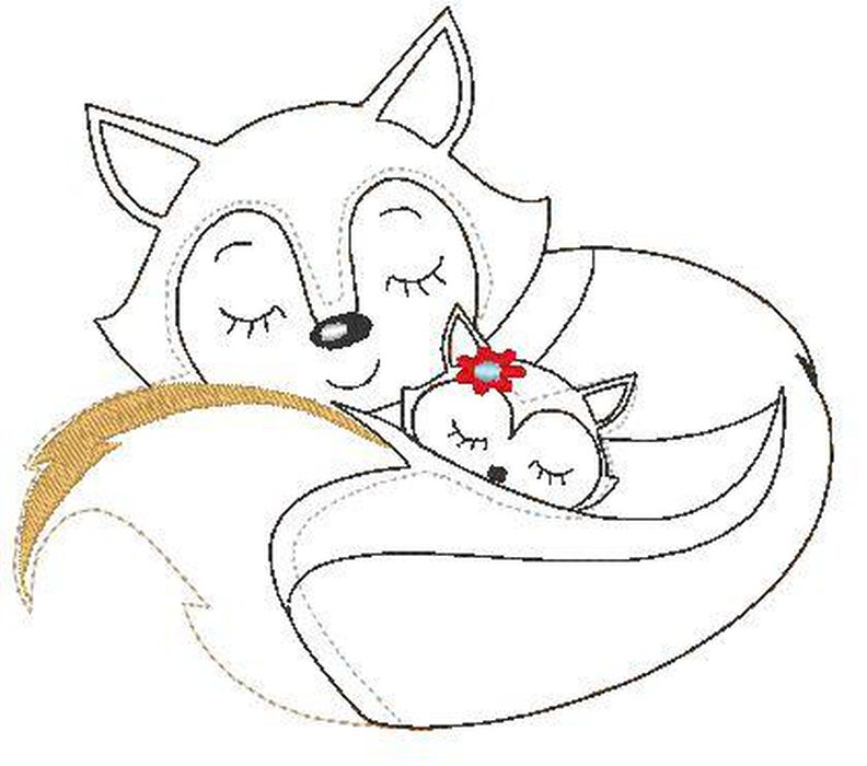 Fuchs Mama mit Baby Doodle Stickdatei image number 3