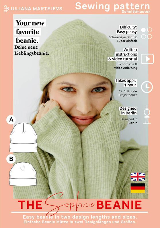 Beanie Mütze Schnittmuster, XS-XL, Jersey Mütze Strickmütze image number 6