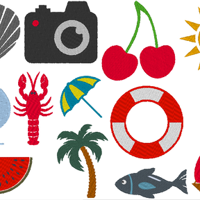 Sommer 2.0 Stickdatei 12 Motive in je 3 Gr&ouml;&szlig;en