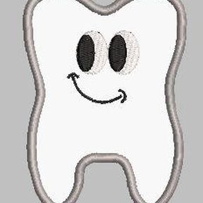 Stickdatei Applikation 3er Set lustiger Zahn 13x18cm Rahmen