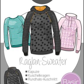 Ebook/Nähanleitung Basic Raglan Sweater Damen Gr. 32-58