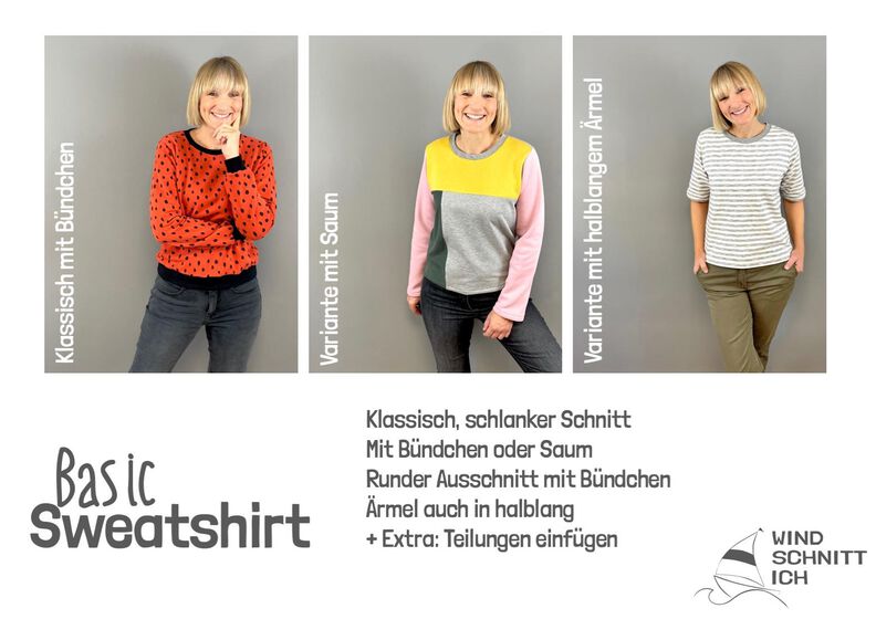 Basic Sweatshirt | Bündchen oder Saum | + halblange Ärmel image number 4