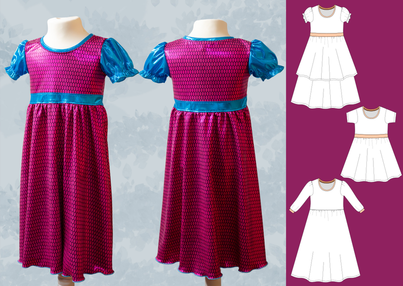 Milana Kinder Kleid mit Puffärmeln Größe 86-158, A4+A0 image number 10