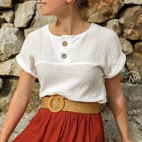  Musselin Shirt Solmusling Gr. 32-50, Leinen, inkl. A0