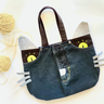 Helloween Tasche aus alten Jeans nähen, Katzentasche thumbnail number 6