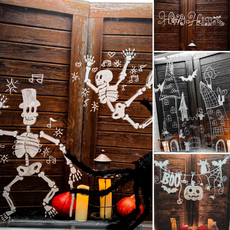 Fensterbild-Vorlage "Tanzende Skelette Halloween" PDF image number 3