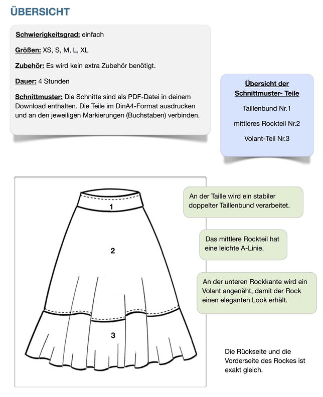Rock #Mira Nähanleitung und Schnittmuster (XS-XL) image number 9