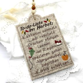 Stickdatei ITH Schild Herbst Todo Liste Laub Kürbis