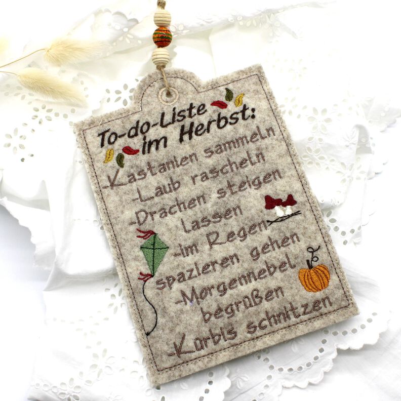 Stickdatei ITH Schild Herbst Todo Liste Laub Kürbis image number 1