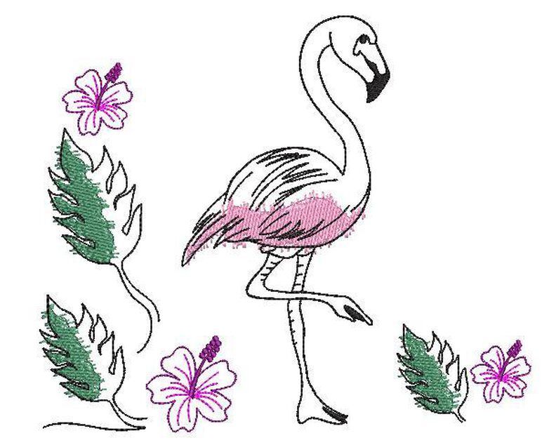 Stickdatei Flamingo Kontur SET image number 7