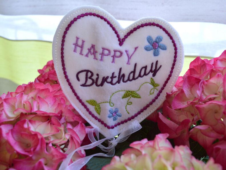 ITH Stickdatei Blumenstecker zum Geburtstag 10x10cm image number 2