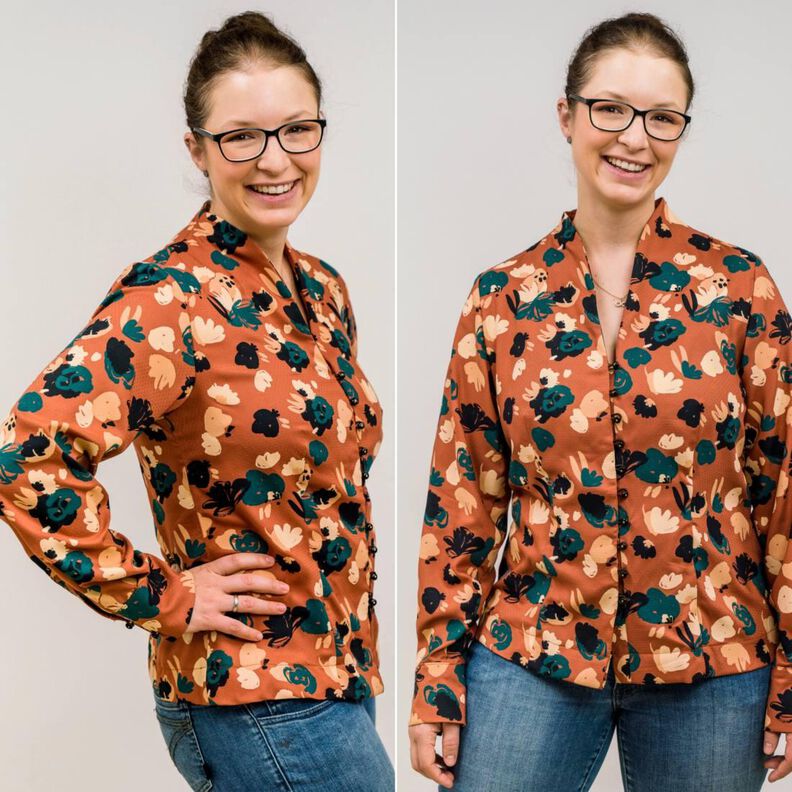 Damen Bluse Knopfleiste Kelchkragen PERLENTE ♥ Gr. 34-56 image number 4