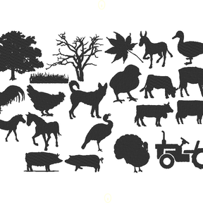 Stickdatei Bauernhof 1 Silhouetten