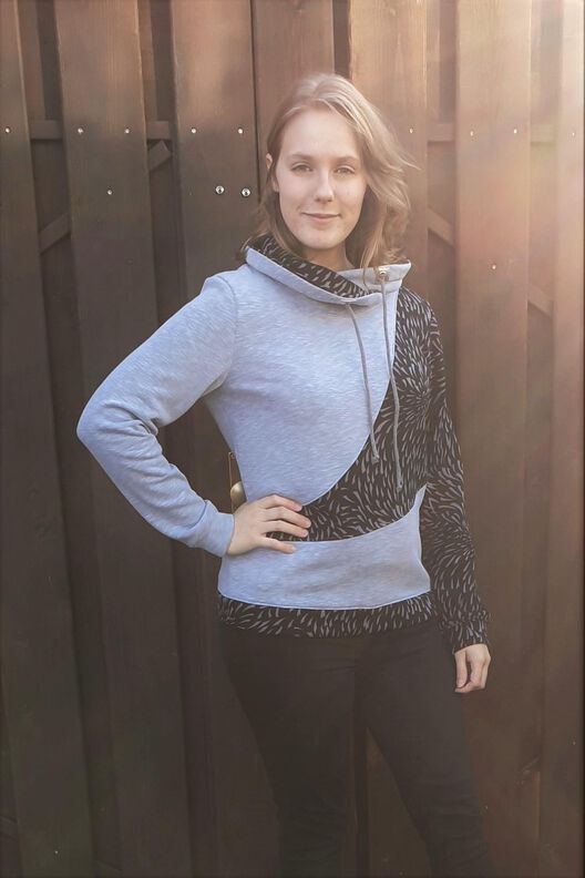 Lara Hoodie mit Wellenmuster, Kapuze, Kragen BU 80-116 A4+A0 image number 2