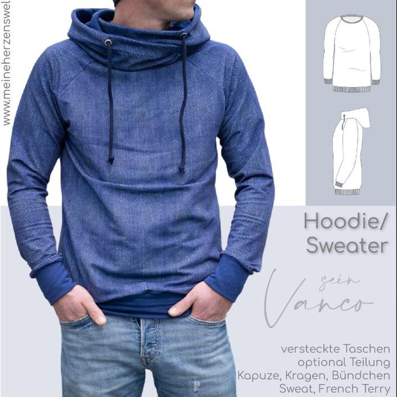 Hoodie Herren - Schnittmuster Gr. XS-4XL  - sein VANCO #22 image number 1