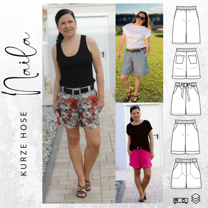 kurze Hose NAILA Gr. 34-54 Ebook Schnittmuster image number 1