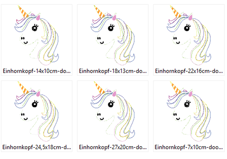 Einhorn Kopf Doodle Stickdatei image number 3