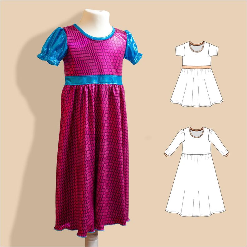 Milana Kinder Kleid mit Puffärmeln Größe 86-158, A4+A0 image number 1