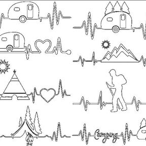 Stickdatei - Camping Liebe 8 Motive Linie Redwork