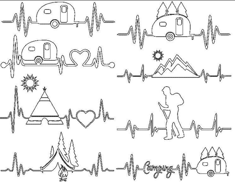 Stickdatei - Camping Liebe 8 Motive Linie Redwork image number 2